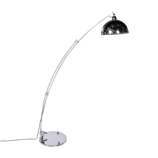 Mid-Century Modernist Extendable Arching Floor Lamp in Polished Chrome For Sale - Image 9 of 12