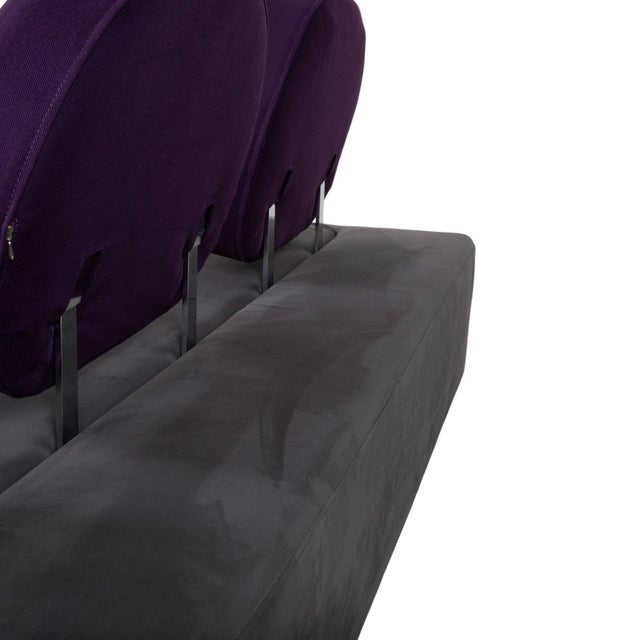 Mosspink Two-Seater Leather Grey Anthracite and Violet Sofa with Manual Function by Brühl For Sale - Image 10 of 17
