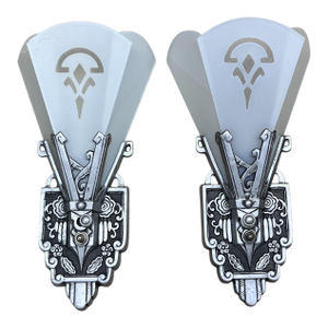 1930s One Pair Art Deco Flat Glass Panel Wall Silver and Black Sconces by Lincoln #2581