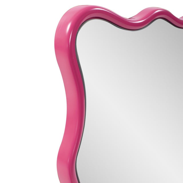 2020s Maya Rectangular Waved Edge Mirror in Glossy Hot Pink For Sale - Image 5 of 11