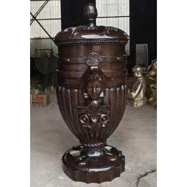 One-of-a-Kind, Large Full Bronze Urns Pair, New, Indoor, Outdoor For Sale - Image 4 of 6