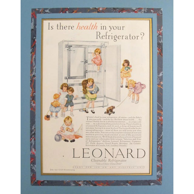 1920's Vintage American Advertisement - Good Housekeeping Magazine - Leonard Cleanable Refrigerator "Like a Clean China Dish" For Sale - Image 4 of 4