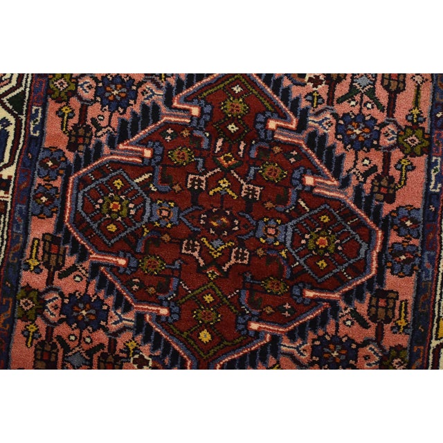 Hamedan Runner 2’8” X 9’6” Pink Wool Vintage Tribal Hand-Knotted Rug For Sale - Image 4 of 13