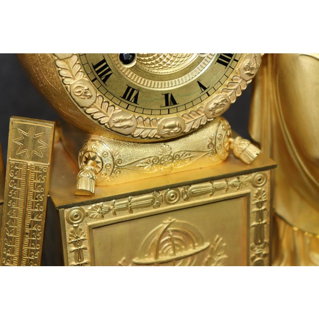 19th C. Large French Empire Bronze Gilded Ormolu Figural Clock For Sale - Image 16 of 17