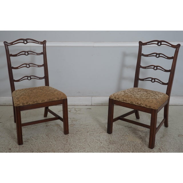 Set of 6 Old Colony Mahogany Chippendale Style Ribbon Back Dining Chairs For Sale - Image 13 of 18