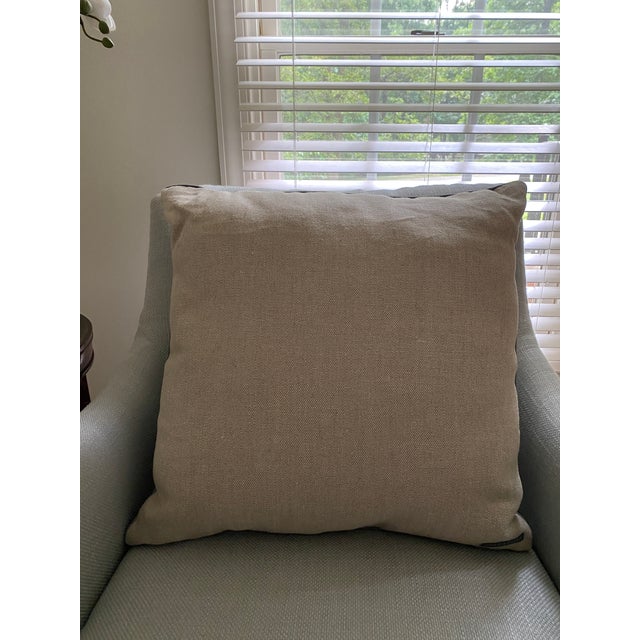 Asian Block Print Pillow With Bird and Vine Motif For Sale - Image 3 of 4