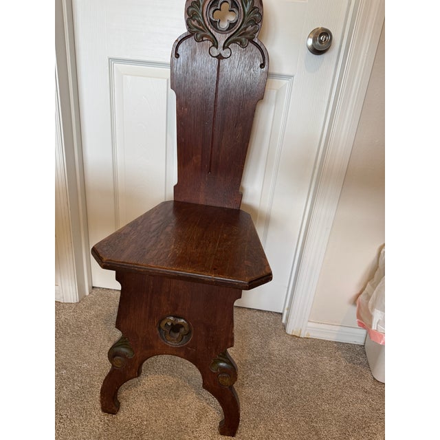 Gothic Antique English Georgian 18th Century Hall Prayer Chair For Sale - Image 3 of 8