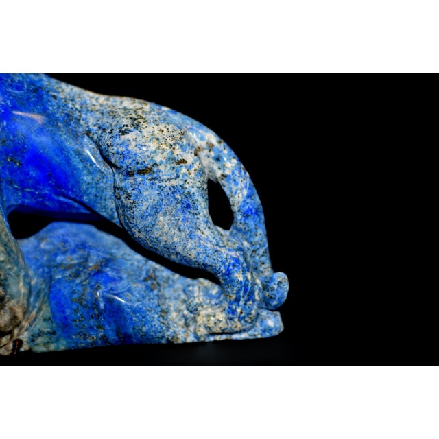 Late 20th Century Vintage Lapis Lazuli Tiger Statue Paperweight For Sale - Image 5 of 11