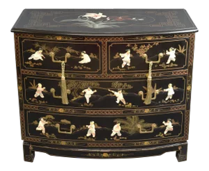 Chinoiseries Mother of Pearl Hand Painted Accent Chest