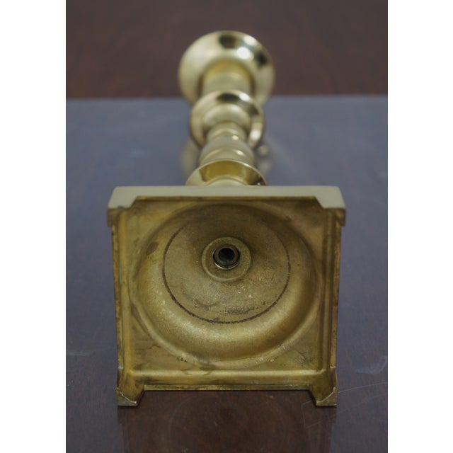 Metal Pair Colonial Style Solid Brass Candlesticks For Sale - Image 7 of 8