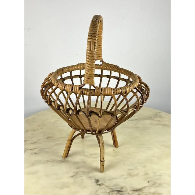 Wood Bamboo Basket, Italy, 1960s For Sale - Image 7 of 9