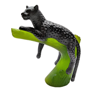 Late 20th Century Daum France Pate De Verre Glass Black Panther in Green Tree