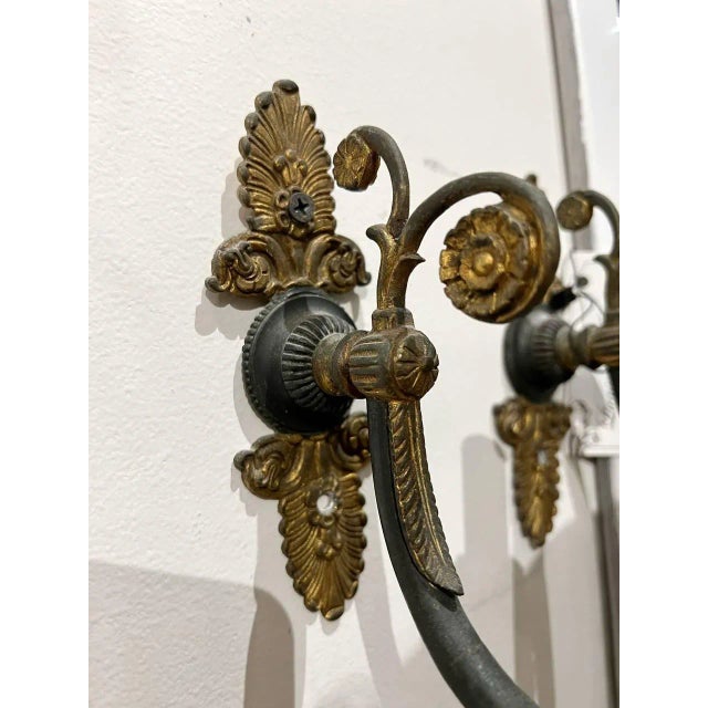 Metal Late 19th Century French Empire One Light Sconces - a Pair For Sale - Image 7 of 7