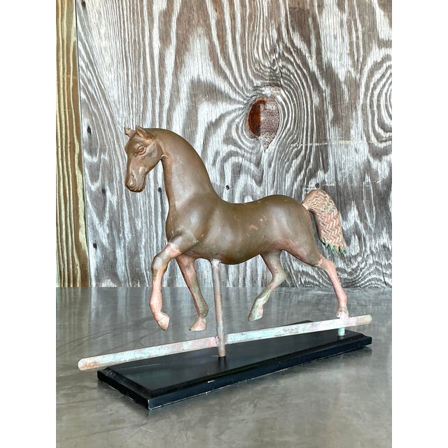 Vintage Boho Patinated Copper Horse Weathervane For Sale - Image 10 of 10