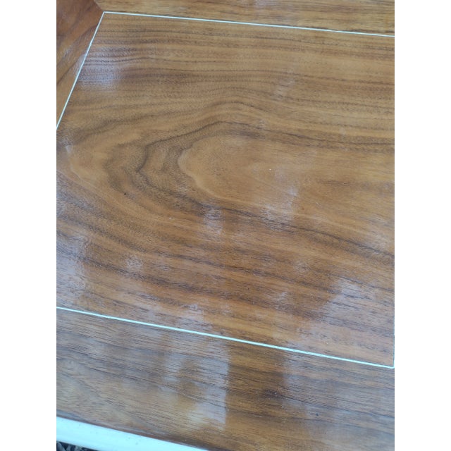 Hollywood Regency 1963 Hollywood Regency Walnut and White Side Tables- a Pair For Sale - Image 3 of 10