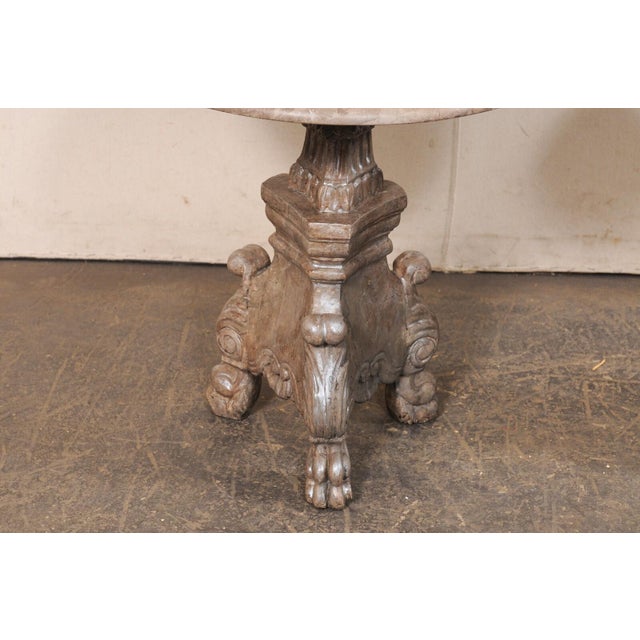 19th Century A Pair - Italian End Tables W/ Round Marble-Tops For Sale - Image 4 of 12