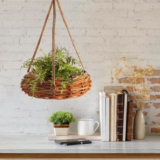 Rustic Rattan Hanging Basket For Sale - Image 3 of 3