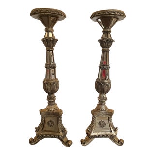 Large Vintage Mirrored Candlesticks, a Pair For Sale