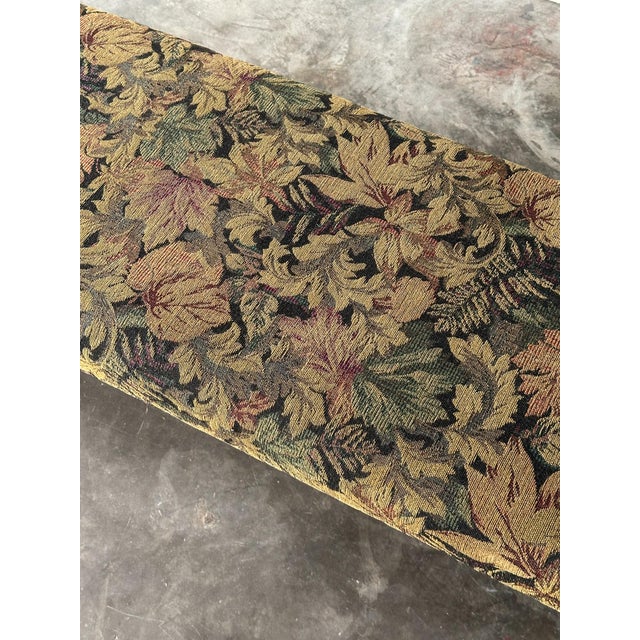 Gold Fully-Upholstered Jacquard Tapestry Parsons Bench, 1980s For Sale - Image 8 of 16