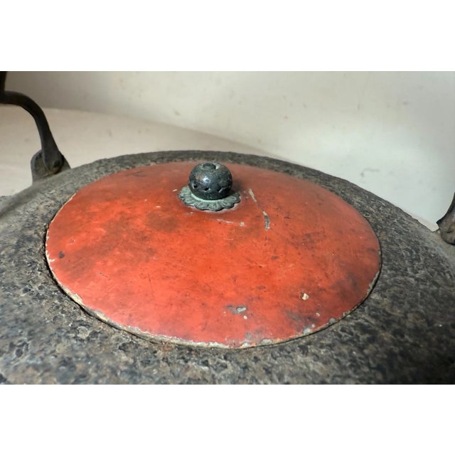 Rare Antique Early 19th Century Japanese Cast Iron Lacquer Sake Kettle Tea Pot For Sale - Image 9 of 16