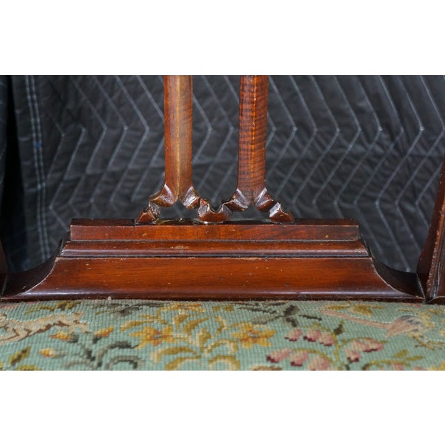 Green Antique Victorian Gothic Chippendale Style Carved Mahogany Chair Animal Print For Sale - Image 8 of 18