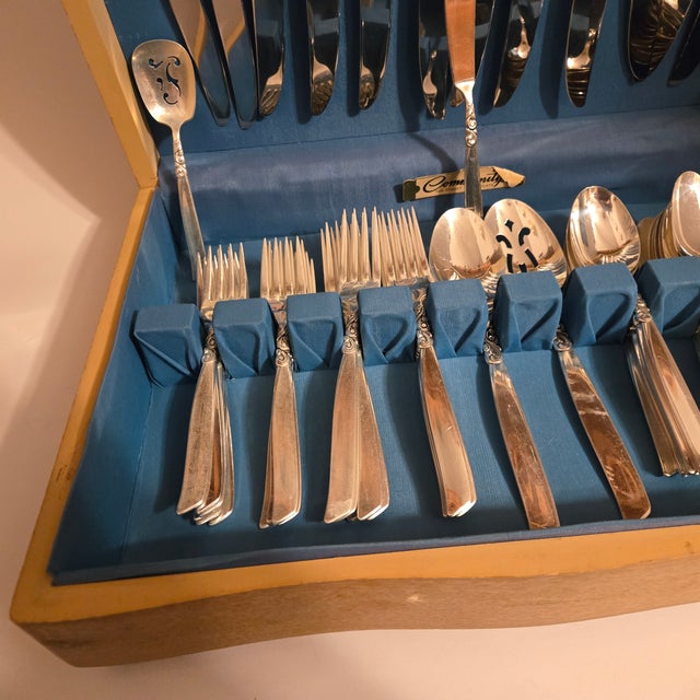 Complete 12 Places Settings Plus Extras South Seas Art Nouveau Silverplate Flatware - Set of 73 For Sale - Image 11 of 16