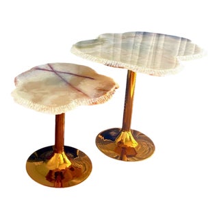 White Onyx Nesting Tables by Forzini, Set of 2 For Sale