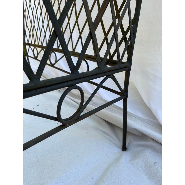 Black Vintage Lattice Iron Outdoor Bench For Sale - Image 8 of 13