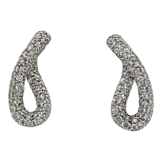 Vintage Georg Jensen Diamond & Sterling Silver Infinity Earrings - 2 Pieces For Sale