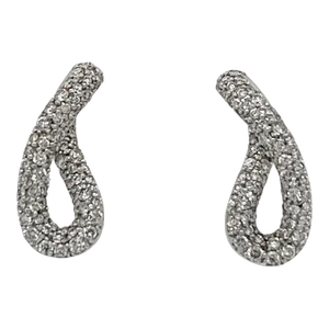Vintage Georg Jensen Diamond & Sterling Silver Infinity Earrings - 2 Pieces