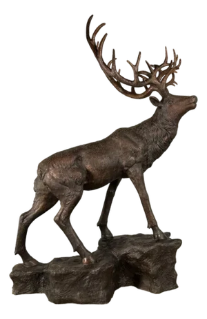 Monumental Bronze Stag on Rock Sculpture – 117” Tall