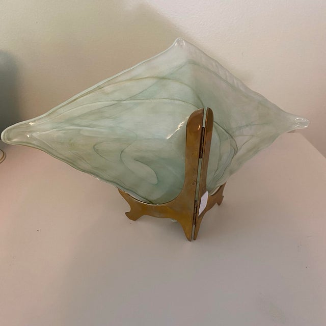 1970s Vintage Lavorazione Murano Art Glass Handblown Free Form Bowl For Sale - Image 5 of 9