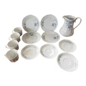 Vintage Mitterteich Kaffekoppar Bavaria Germany Porcelain Tea Service Set for 4- 13 Pieces