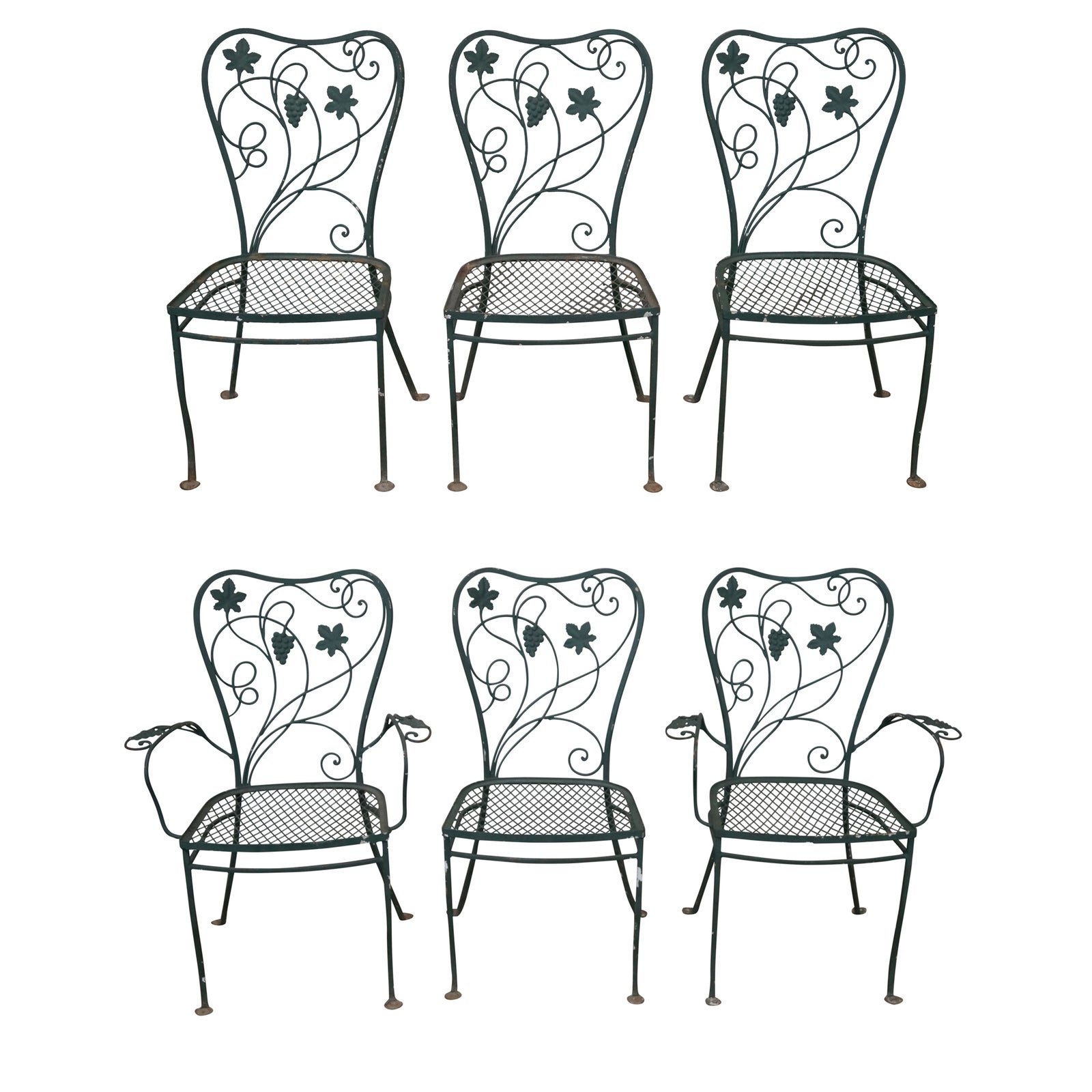Salterini Iron Grape Vine Patio Chairs Set of 6 Chairish