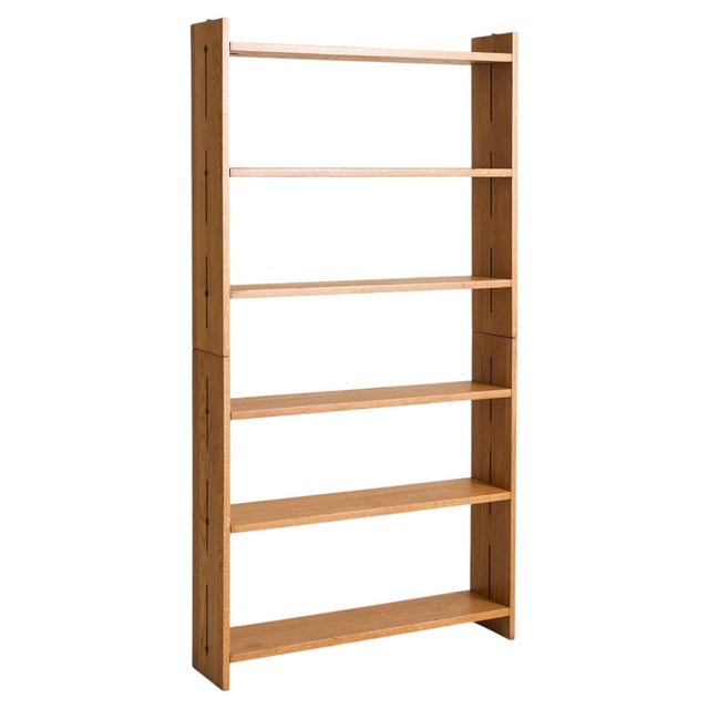 Italian Modular Oak Bookcase, 1970s For Sale