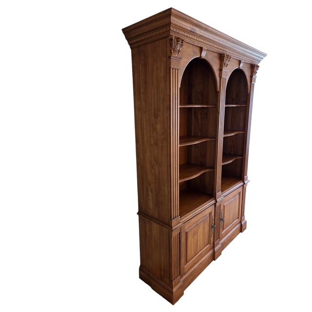1990s Ethan Allen Legacy Bookcase Cabinet Hutch Display Breakfront Shelf For Sale - Image 10 of 16