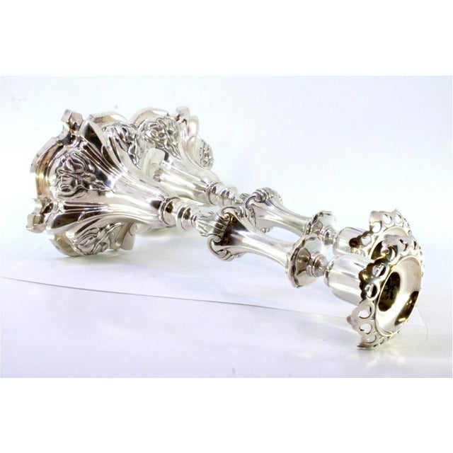 Silver Candlesticks with Stems Revealed with Palms, Set of 2 For Sale - Image 4 of 9