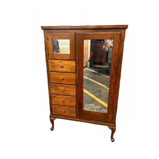 19th Century Antique Oak Chifferobe Wardrobe Chairish