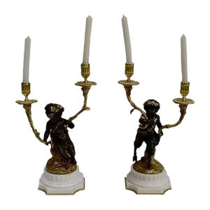 19th Century Bronze Candleholders, Set of 2