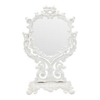 Antique White Cast Iron Dresser Mirror For Sale