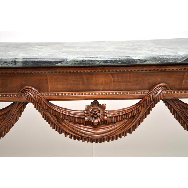 Vintage Carved Walnut Console Table with Marble Top, 1930 For Sale - Image 6 of 12