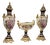 Pair of Large Hand-Painted Porcelain Urns With Gilt Bronze Bases French Rococo Style For Sale