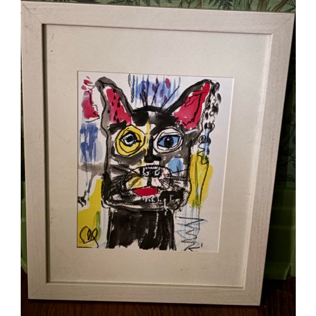 Contemporary Contemporary Neo-Expressionist Dog Portrait Limited Edition Print. Basquiat Inspired Mixed Media Style Artist CathyV For Sale - Image 3 of 6