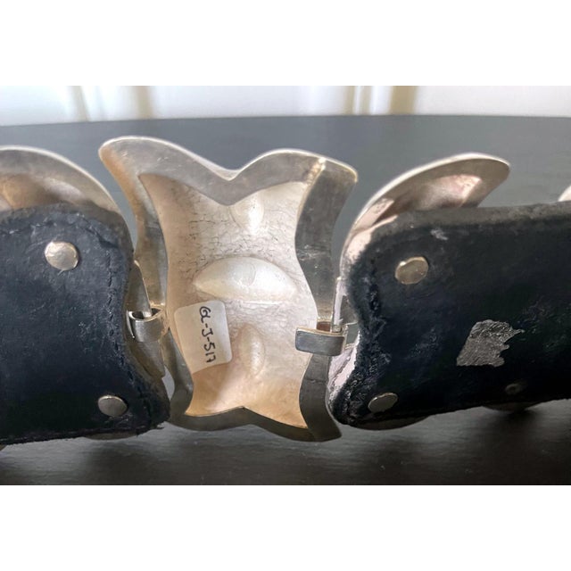Bespoken Leather Belt with Sculptural Sterling Buckles Graziella Laffi For Sale - Image 12 of 12
