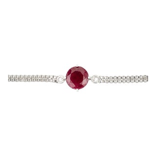 Certified Minimalist 4.9 Ct Ruby Solitaire Bracelet in 925 Sterling Silver For Sale
