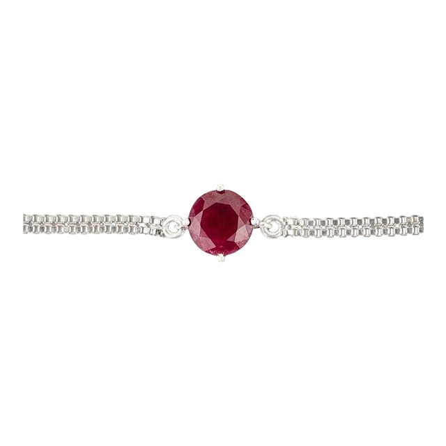 Certified Minimalist 4.9 Ct Ruby Solitaire Bracelet in 925 Sterling Silver For Sale