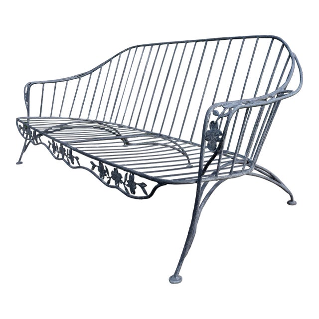 Wrought Iron Faux Bois Sofa in Dogwood Form, Mid-Century Modern For Sale