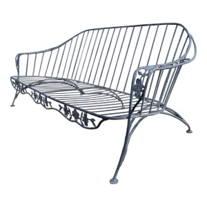 Wrought Iron Faux Bois Sofa in Dogwood Form, Mid-Century Modern