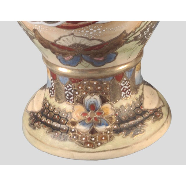 Antique Satsuma Figural Floral Palatial Size Floor Vase, Signed For Sale - Image 6 of 11