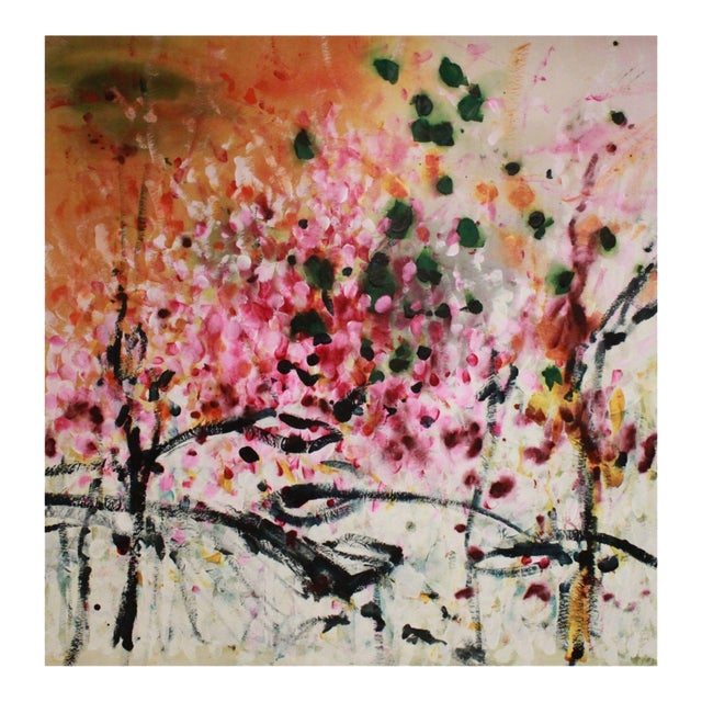 "Green Butterflies" Original Contemporary Abstract Painting by Mel Rea For Sale